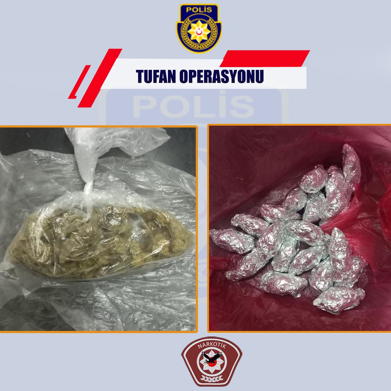 Narkotik ve Kaçakçılığı Önleme Müdürlüğü ekipleri’nden ‘Tufan Operasyonu’